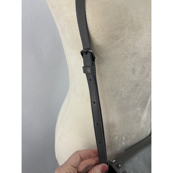 DKNY Crossbody Bag Grey Leather Studs Studded Adjustable Strap - Picture 5 of 15